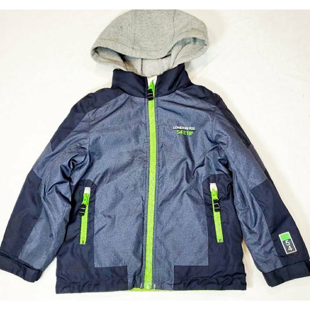 London Fog Kids Jacket Gray Sweat Hoodie Blue Full Zip Pockets Long Sleeves 5